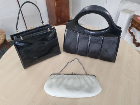 3 elegante Handtaschen, Vintage Set, schwarz weiss