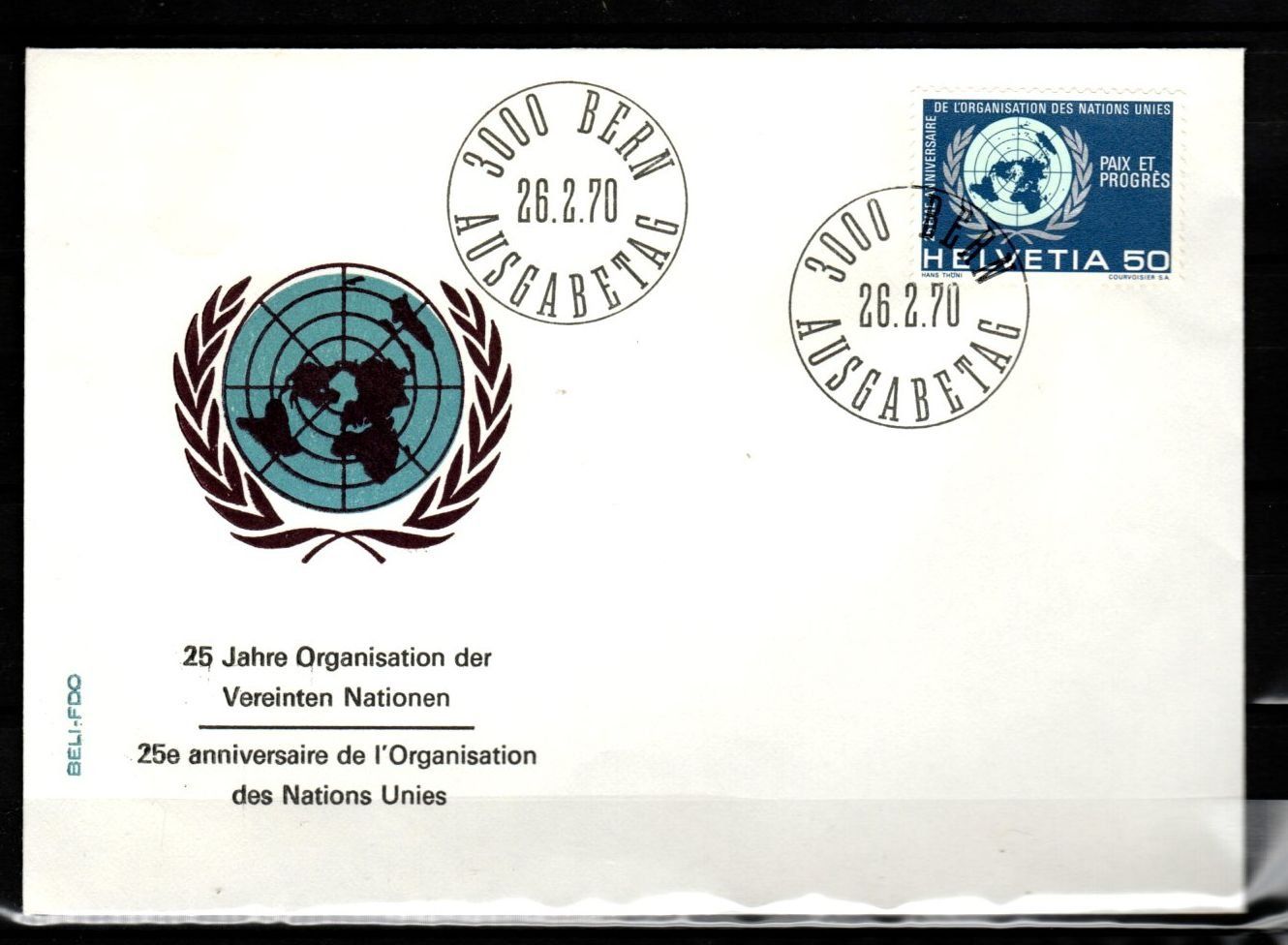 Tous les timbres: 1970 - FDC / Werbemarken -25 Jahre UNO – D'occasion à Schaffhausen par poststamp