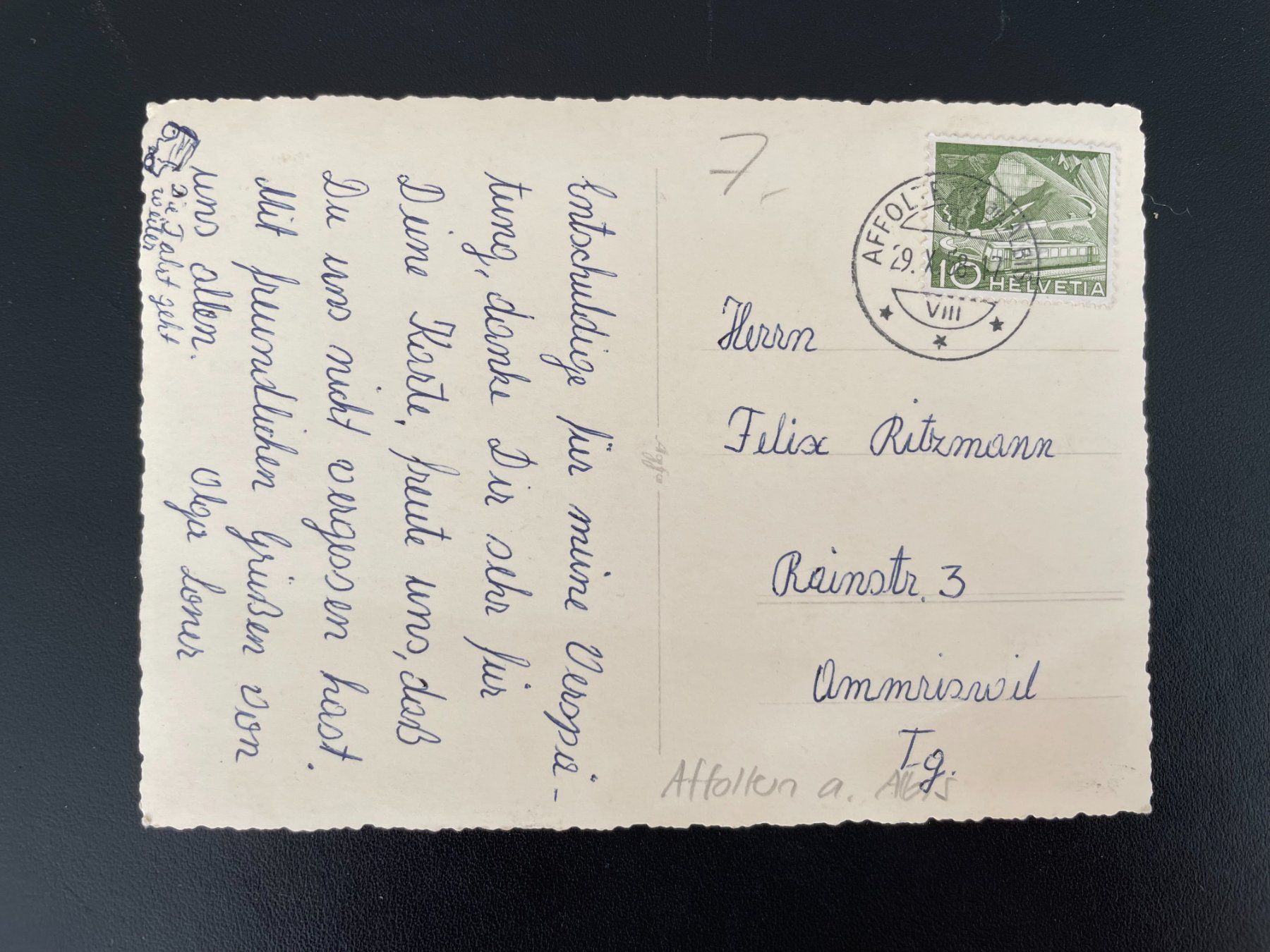 Cartoline postali: AK ZH Affoltern am Albis, Restaurant Central – Usato da Thal venduto da Danny82 1