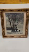 Gemälde signiert Singelyn "Bois sous la neige" Aquarell (LG)