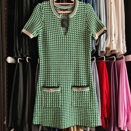 Maje Tweed Knit Mini Dress Short Sleeve