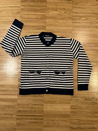 Striped blue and white pullover