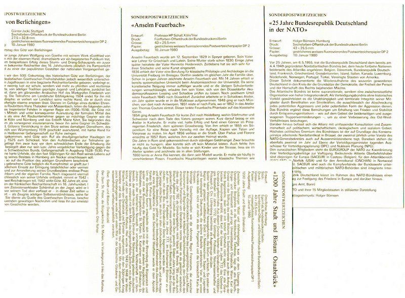 Tutti i francobolli: 4 FDC - Deutsche Bundespost 1980, 1.Tag Stempel – Nuovo (secondo la descrizione) da Bonstetten venduto da Pinguin75 1