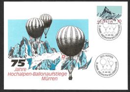 Ballonpostbrief 75 Jahre Ballonaufstiege Mürren 29.6.1985