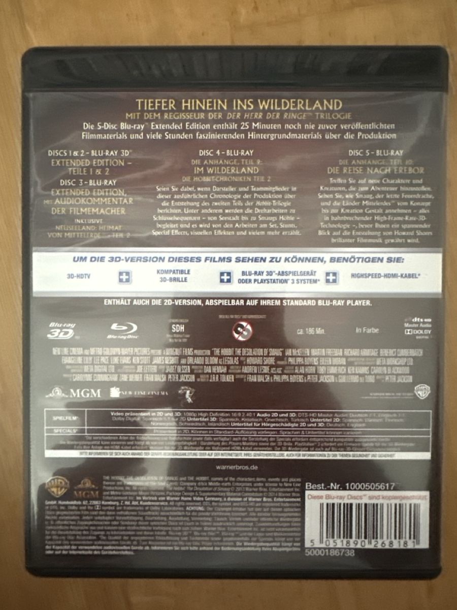 Alle DVDs: Der Hobbit 3D Smaugs Einöde Extended Edition Blu-ray – Neu (gemäss Beschreibung) aus Hochdorf von Blitzman83 1