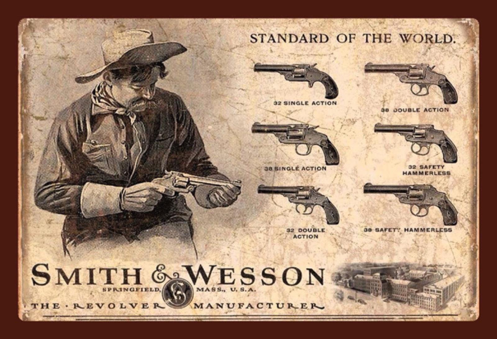 Insegne: Blechschild-SMITH&WESSON-COLT REVOLVER – Nuovo e nell'imballaggio originale da Rupperswil venduto da big-one-sale