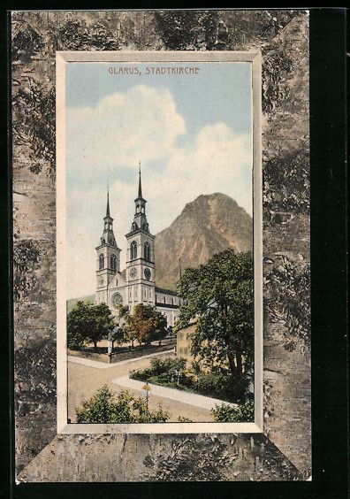 Cartoline postali: AK Glarus, Stadtkirche, 1912 – Usato da Berlin venduto da bartko-reher