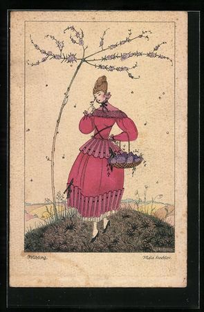 Mela Köhler: Dame im roten Kleid mit We