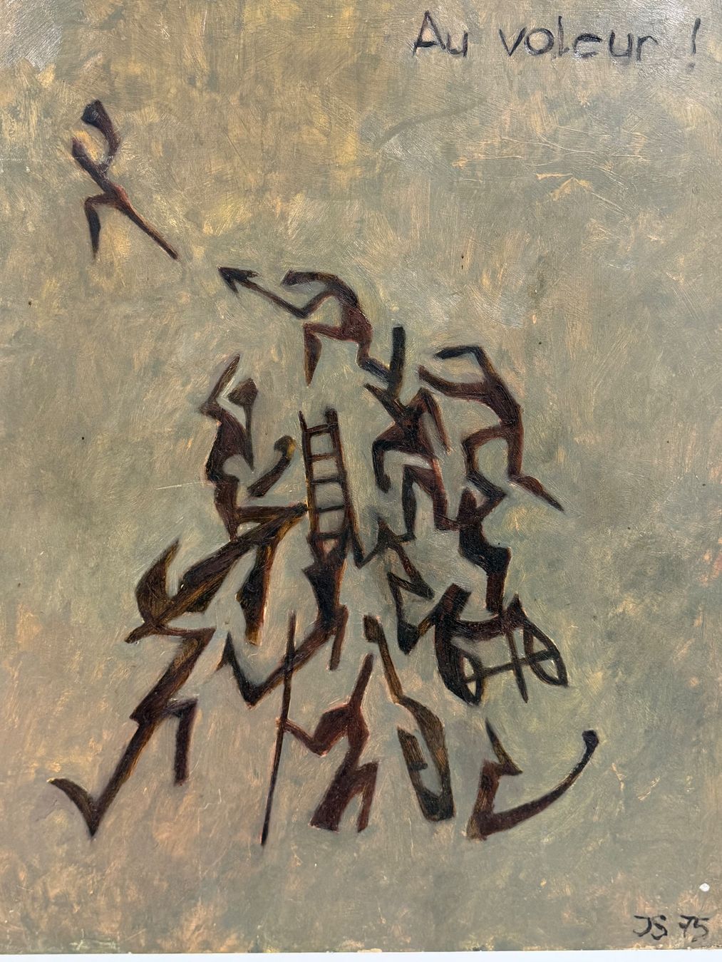 Dipinti: Abstraktes Ölgemälde "Au voleur!" 1975 Einzigartiges Kunst – Usato da Basel venduto da PAUL_ART 1