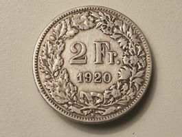 1x 2 Fr. - 1920 - Silber/Argent 0.835