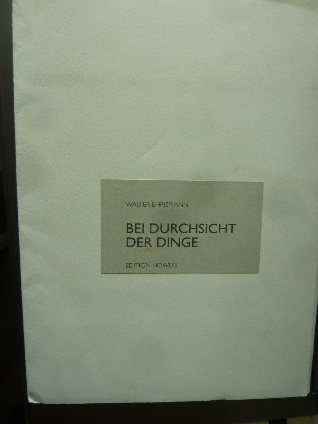 Bücher: WALTER EHRISMANN. BEI DER DURCHSICHT DER DINGE.9 WASSERZEICH – Gebraucht aus Zürich von Rrehsuah 8