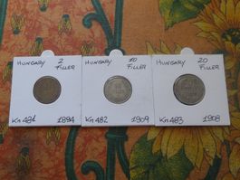 HONGRIE Lot   2  Filler 1894/10  Filler 1909/20  Filler 1908