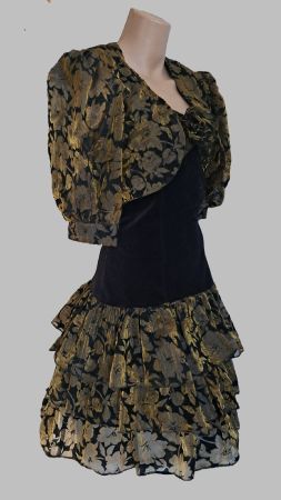 2 tlg. Kleid Schwarz goldoliv Gr. M/L dehnbar Sommerkleid