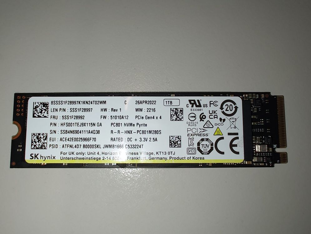 PCIe Gen 4x4 NVME SSD 1Tb 7gb/s read 5gb/s write SKHynix_HFS | Kaufen ...