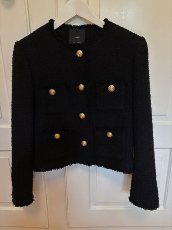 Schwarze MNG Jacke im Tweed-Stil, goldige Knöpfe, M
