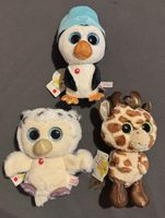3 Neue unbenutzte NICI Kuscheltiere: Pinguin, Eule & Giraffe
