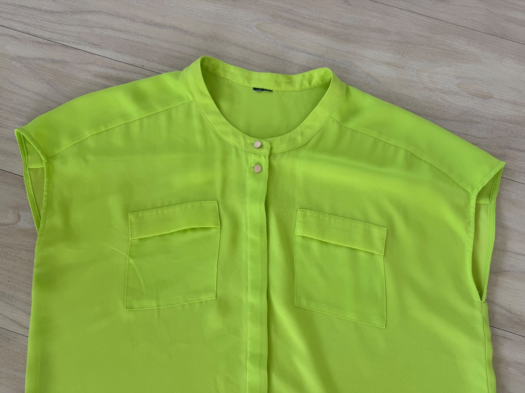 Heine Camicette: Leuchtende Bluse Gr.40/42 Kurzarm Chiffon in Lime – Usato da Zollikon venduto da dorean 3