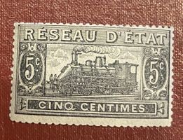 Timbre ancien Réseau d'État - Locomotive 5 centimes
