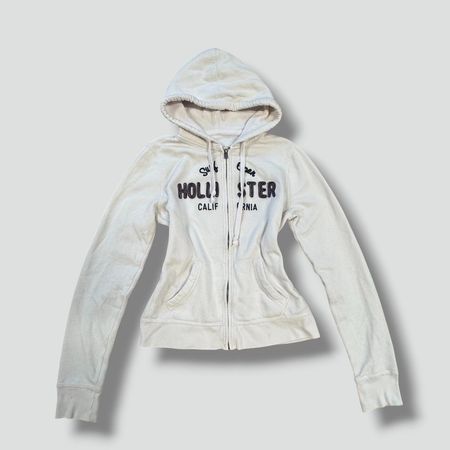 Hollister California Y2K white zipped hoodie