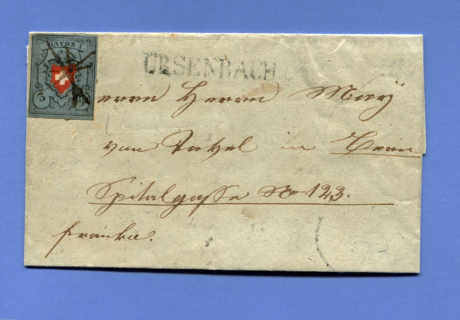 Tutti i francobolli: Interessanter Rayonbrief mit einer 15 II ab Ursenbach – Usato da Maggia venduto da philtrade