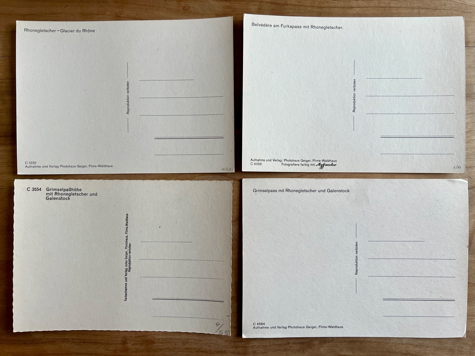 Cartes postales: 4 Gletscherkaraten: Grimselpasshöhe mit Rhonegletscher – D'occasion à Stäfa par Hannahsita14 1