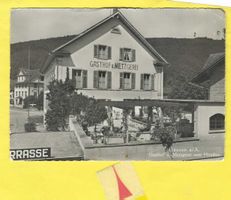 1949swBild/Hausen a/A Gasthof&Metzg z.Hirsche H.Huber-Leuenb