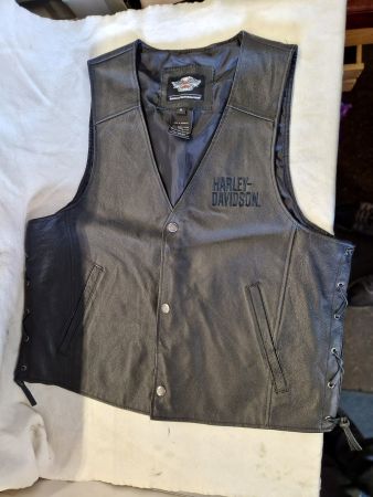 Harley Davidson Gilet Grösse XL Echtleder schwarz Neu