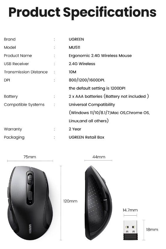 Mouse: Ugreen kabellose Maus, 2,4G, silent click – Nuovo e nell'imballaggio originale da Romanshorn venduto da pfimex 7