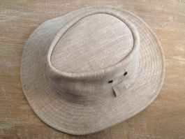 Sommer Cowboy Hut Leinen natur Wildleder braun Gr 58
