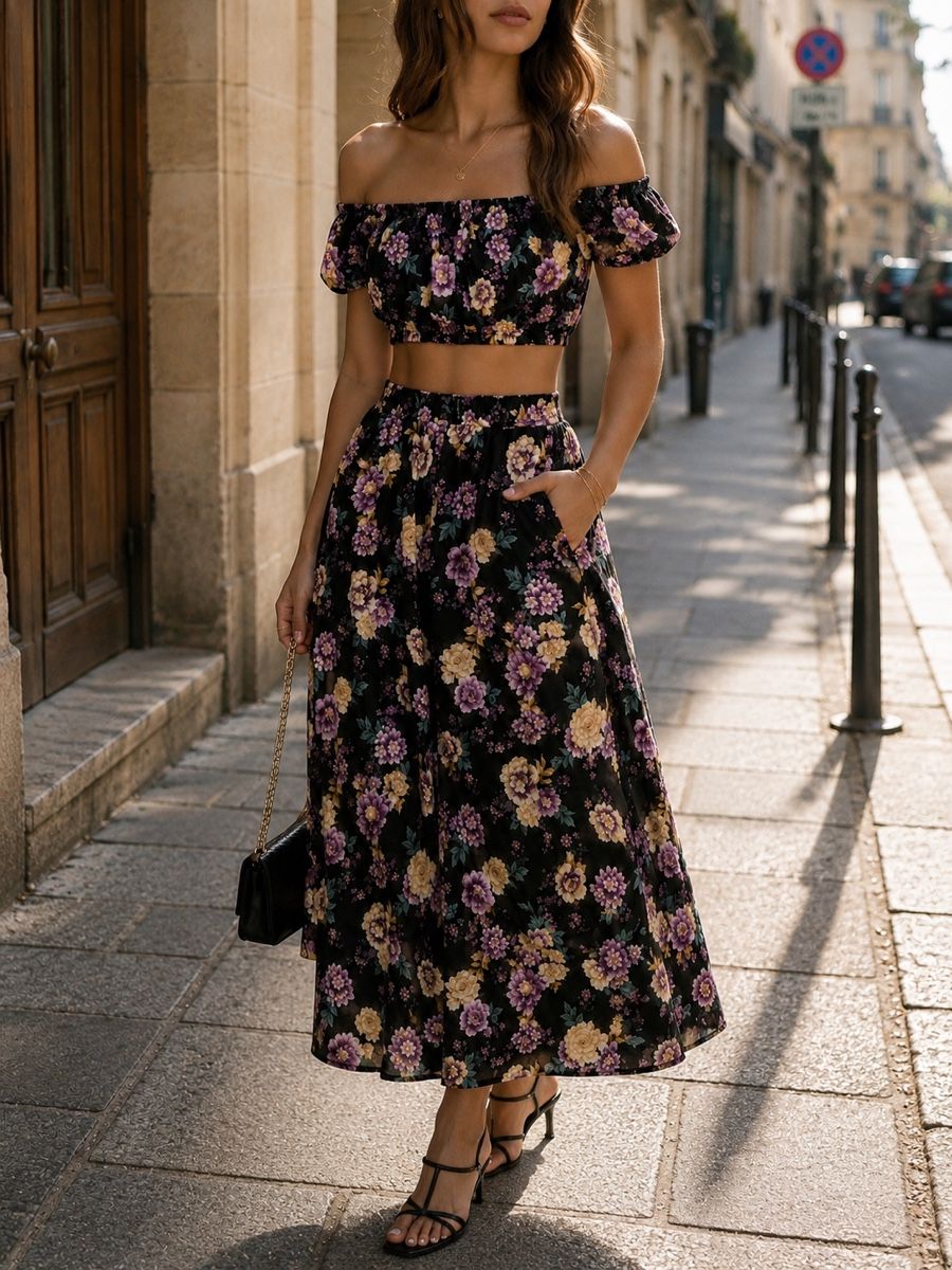 Gonne: ENSEMBLE FLEURI CROP TOP ET JUPE – Nuovo (secondo la descrizione) da Lausanne venduto da KeNaChic