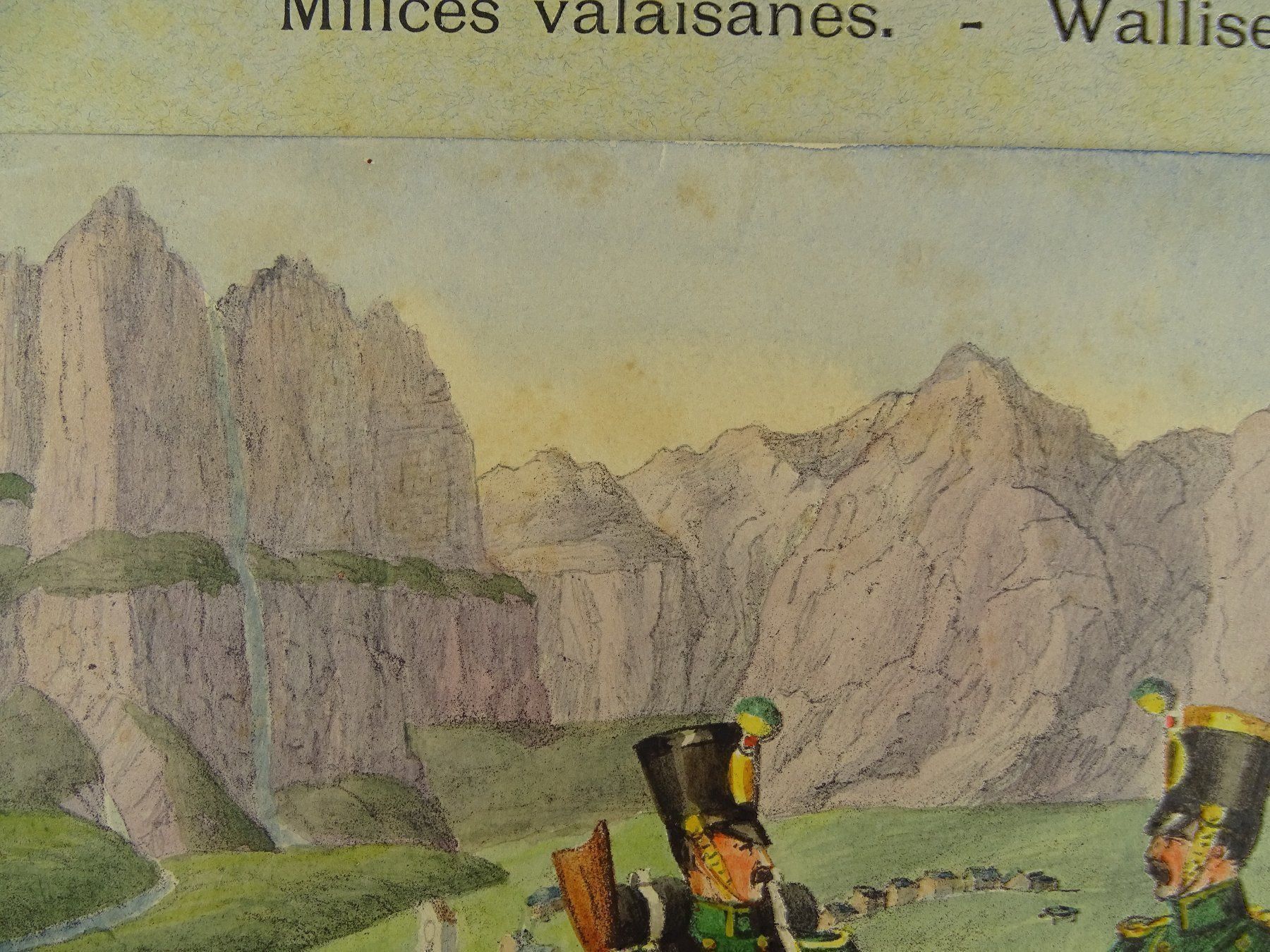 Grafica & Litografie: MILICES VALAISANES, LITHOGRAPHIE UM 1890 – Usato da Grüningen venduto da Kartensammler 7