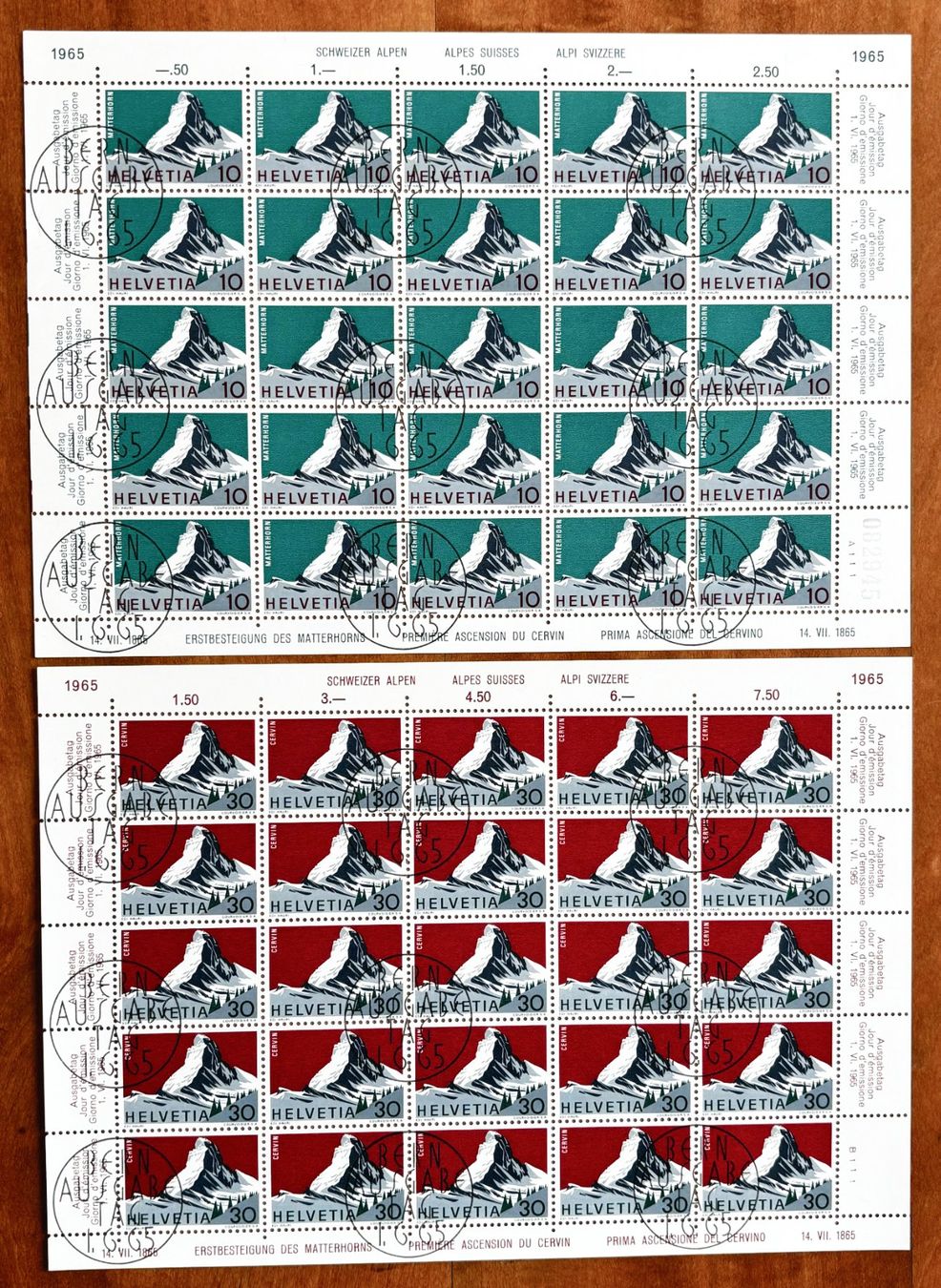 Tutti i francobolli: 1965, beide Matterhorn Bogen gestempelt – Nuovo (secondo la descrizione) da Nuglar venduto da sta_g2z7