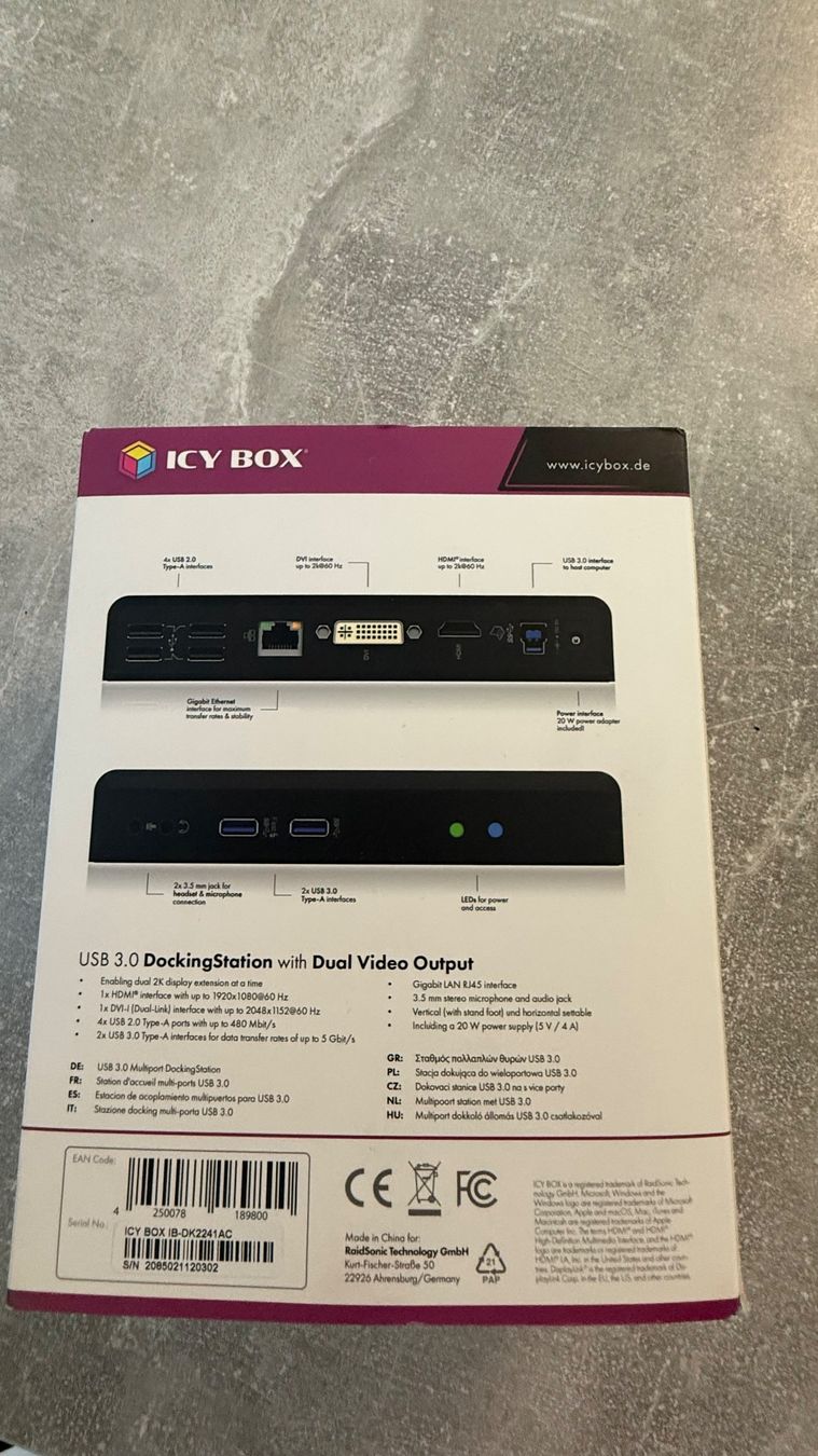 Docking station: ICY BOX USB 3.0 DockingStation Dual Video Output neu – Neuf avec emballage d'origine à Regensdorf par ZH-Shop