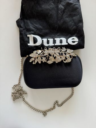 Neue Schwarze Abendclutch mit Strass-Blumen von Dune