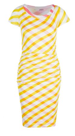 MARC CAIN herziges Sommer-Kleid 2 lagig gelb Gr.N1/34