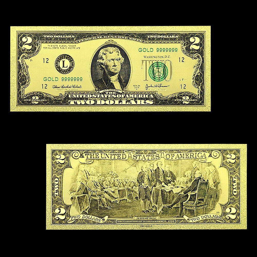 Banconote: USA 2 US-Dollar Goldfolien Banknote – Nuovo (secondo la descrizione) da Steffisburg venduto da ber_8htf