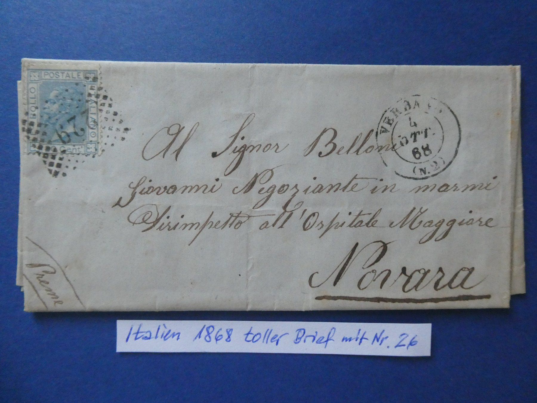Tutti i francobolli: Italien 1868 toller Brief – Usato da Lausen venduto da Herbamare01