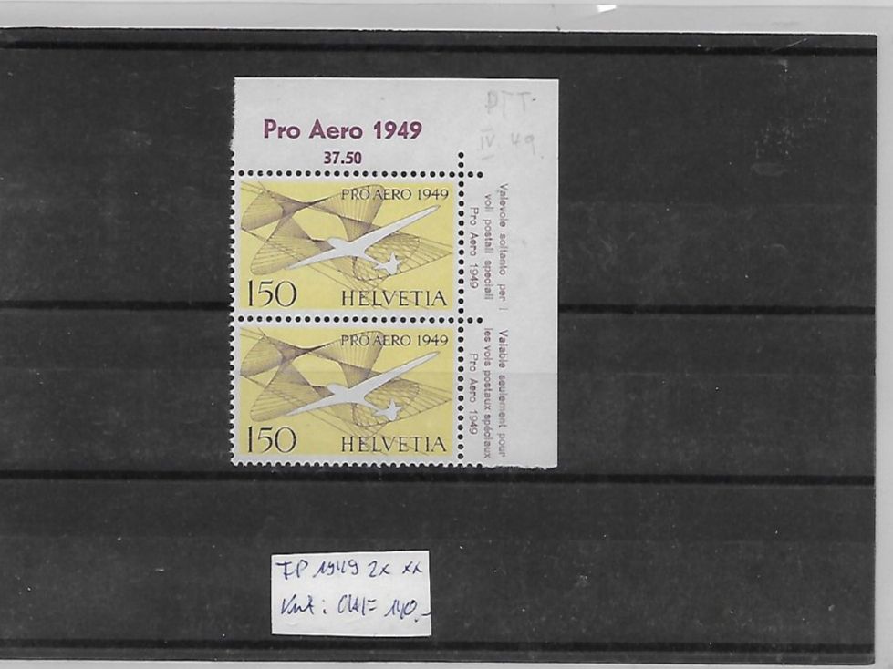 Tous les timbres: FP 1949 2x ** Kat: CHF 140.- – Neuf (Voir description) à Basel par Ilp