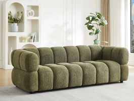 PAVIRA 3-Sitzer-Sofa in khaki grün Strukturstoff Couch Bank