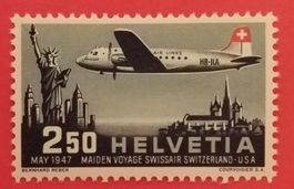 F42, Flugpostmarke, Swissair postfrisch Kt. 35.-