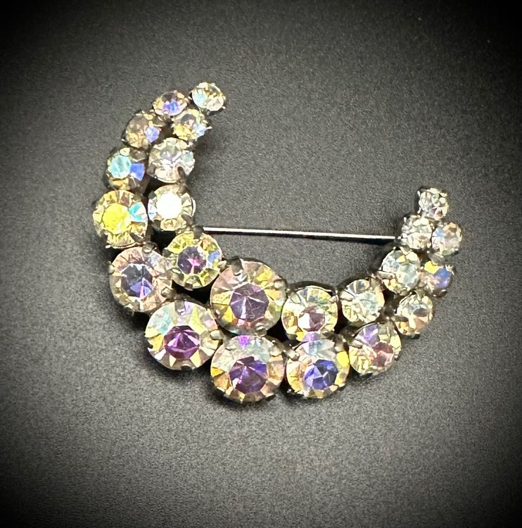 Tropfenform Brosche Mit Kristall - Doppelbrosche Vintage Stil