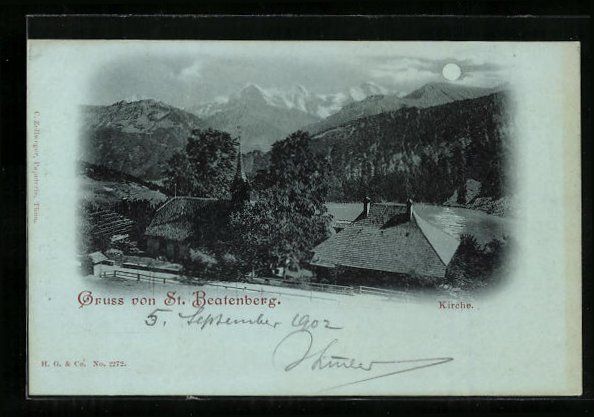 Cartoline postali: Mondschein-AK St. Beatenberg, Teilansich – Usato da Berlin venduto da bartko-reher