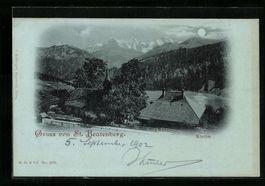 Mondschein-AK St. Beatenberg, Teilansich