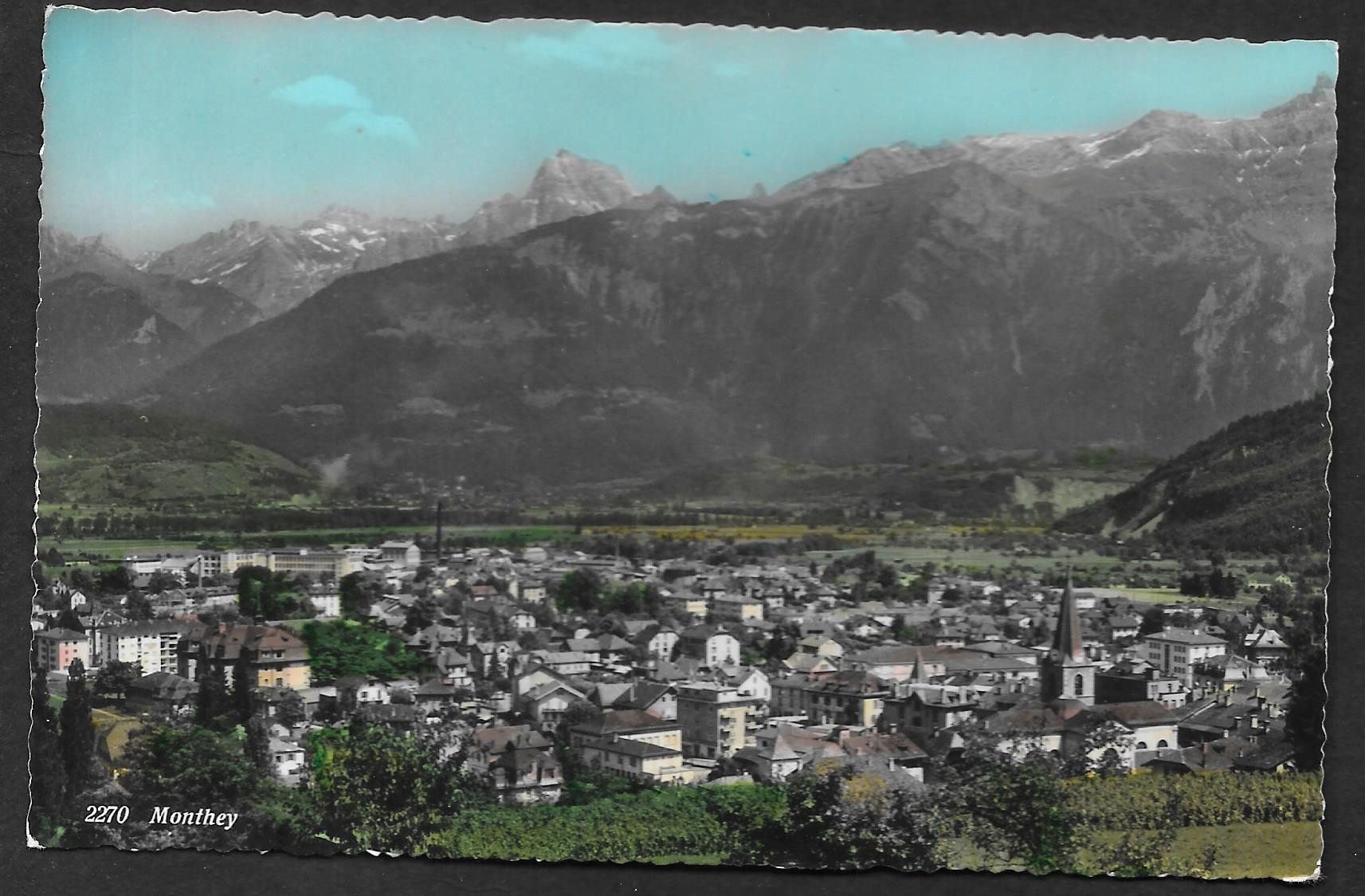 Cartoline postali: Monthey Gesamtansicht Feldpoststempel – Usato da Olten venduto da clotaldi