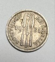 Pièce monnaie Rhodésie du Sud 3 pence 1951 état correct