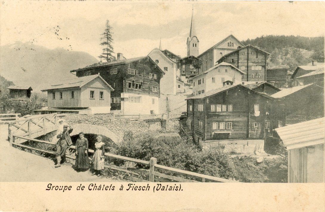 Cartoline postali: Fiesch   VS      um 1907 – Usato da Brig venduto da Valcards54