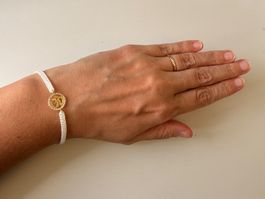 Cordel-Armband Om-Symbol Silber 925 Zirkonia