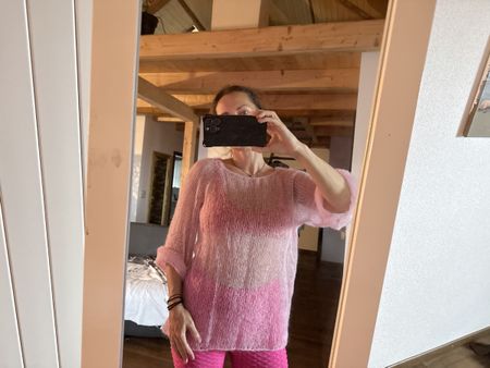 Feiner, zartrosa Strick-Pulli aus KidMohair an seide