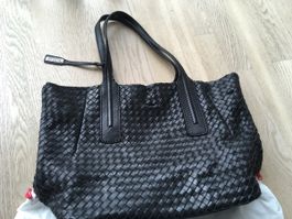 Abro Shopper Handtasche Tasche geflochten schwarz 