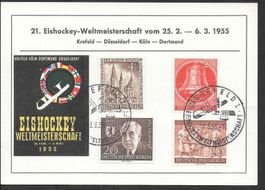 Sonderkarte 21. Eishockey WM Deutschland Krefeld 3.3.1955
